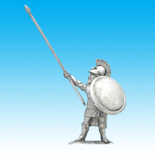 grk003 greek hoplite leader raised spear
